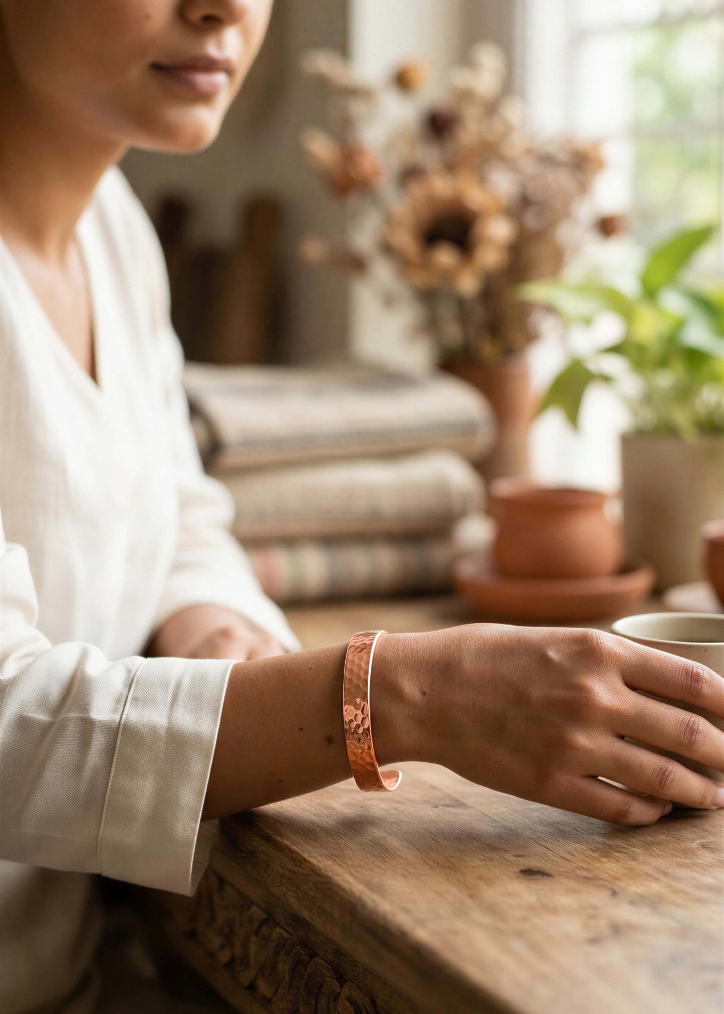 SHINDE EXPORTS handcrafted pure copper bangle bracelets for women men kada 12mm wide cuff 70gms