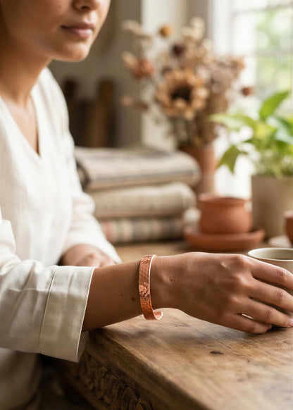 SHINDE EXPORTS handcrafted pure copper bangle bracelets for women men kada 12mm wide cuff 70gms