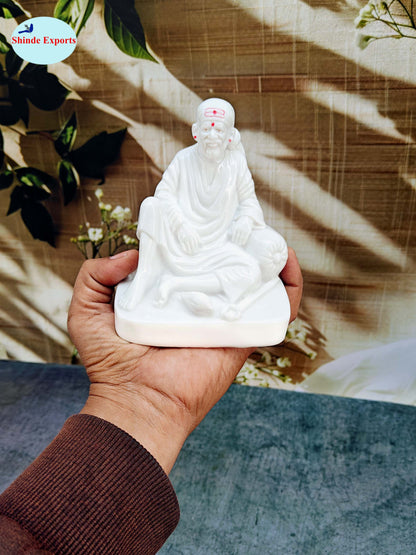 SHINDE EXPORTS Big Size White shirdi saibaba Marble Idol for Pooja Room Statue murti Home Murty 5 inches