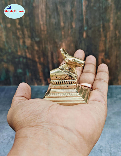 SHINDE EXPORTS Small Brass Nandi Idol Statue vastu Bull murti for Pooja at mandir Home