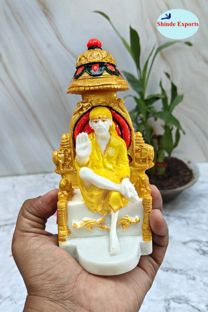 SHINDE EXPORTS shirdi saibaba Marble Idol Statue murti Home Murty for car