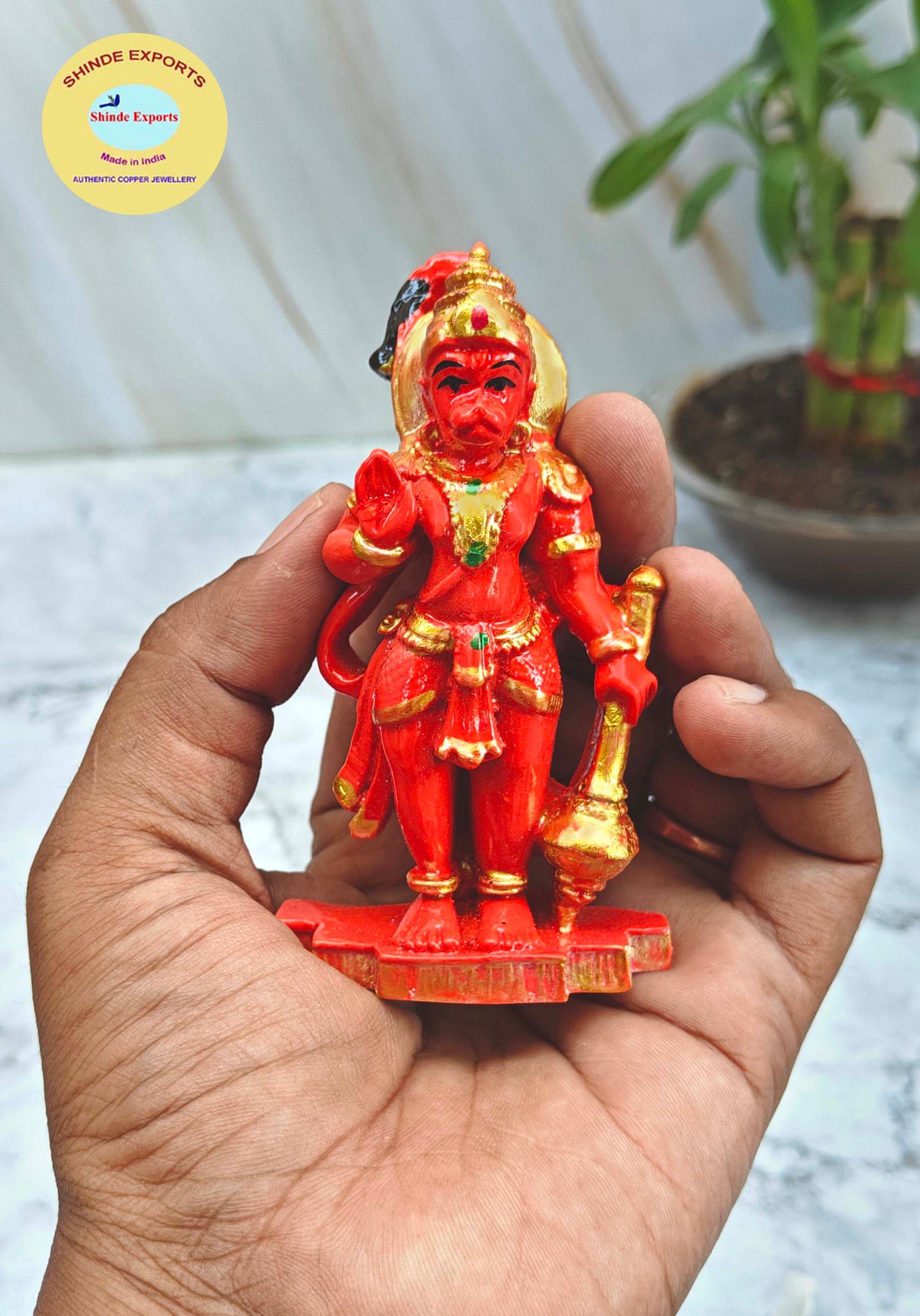 SHINDE EXPORTS small size marble hanuman idol murti for car dashboard home puja
