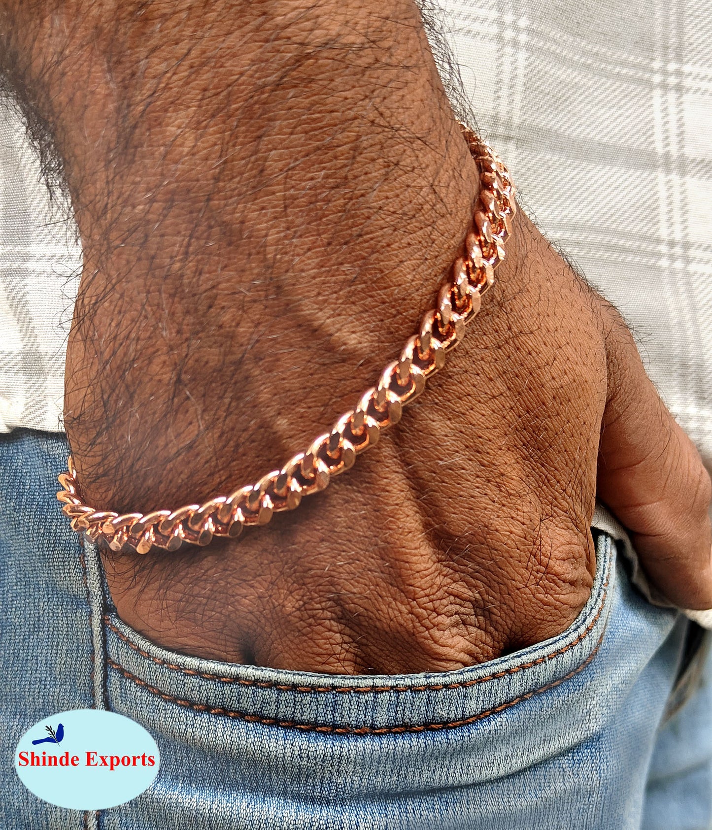 SHINDE EXPORTS Pure Copper Link Chain  Bracelet for Men