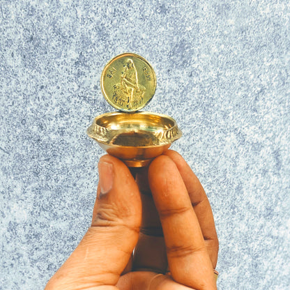 SHINDE EXPORTS Shirdi Saibaba Figure Golden Brass Diya for puja for Home Decor