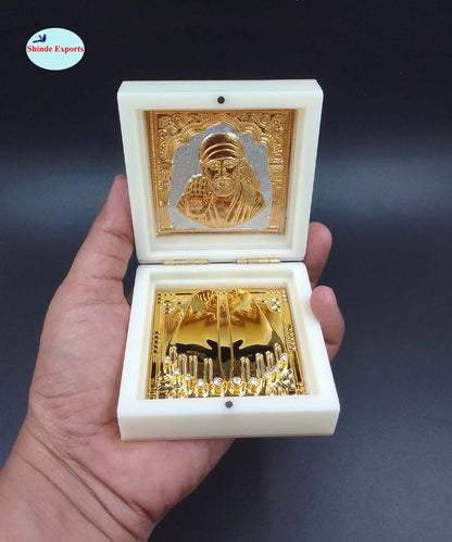SHINDE EXPORTS Shirdi Sai Baba Decorative Photo Frame box with Charan Paduka for God Pooja and Gift.