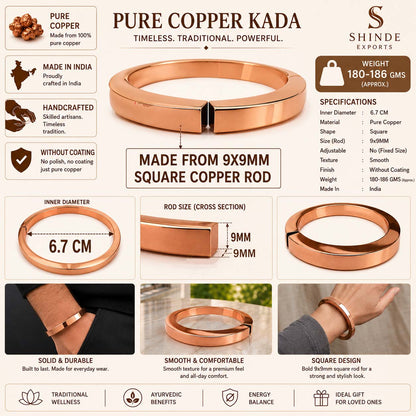 shinde exports heavy pure copper bracelet cuff kada bangle for women men