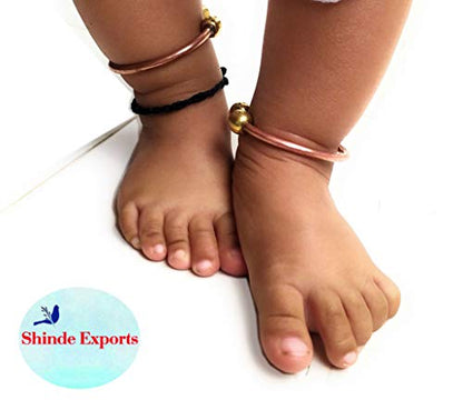 SHINDE EXPORTS Pure Copper Leg kada Anklet for New Born Baby boy Adjustable (0 to 1 Year)