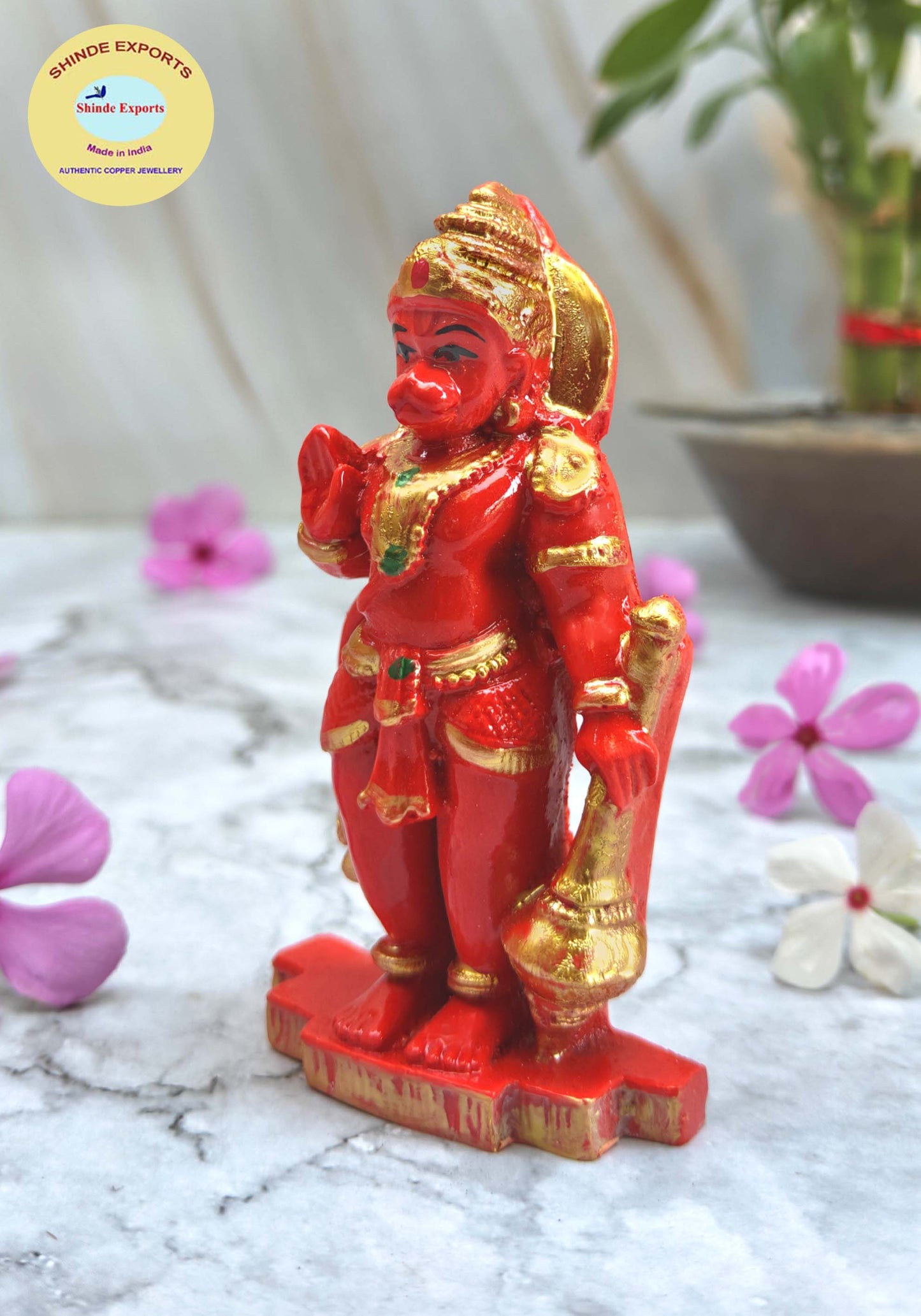 SHINDE EXPORTS small size marble hanuman idol murti for car dashboard home puja