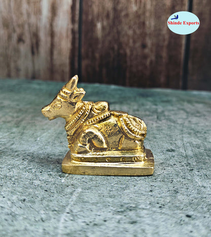SHINDE EXPORTS Small Brass Nandi Idol Statue vastu Bull murti for Pooja at mandir Home