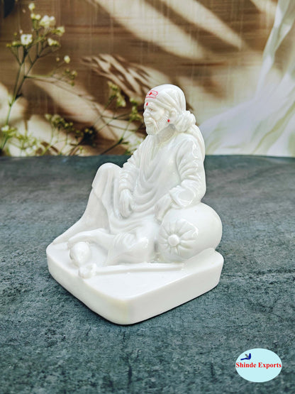 SHINDE EXPORTS Big Size White shirdi saibaba Marble Idol for Pooja Room Statue murti Home Murty 5 inches
