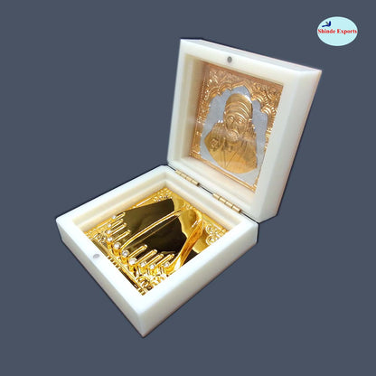 SHINDE EXPORTS Shirdi Sai Baba Decorative Photo Frame box with Charan Paduka for God Pooja and Gift.
