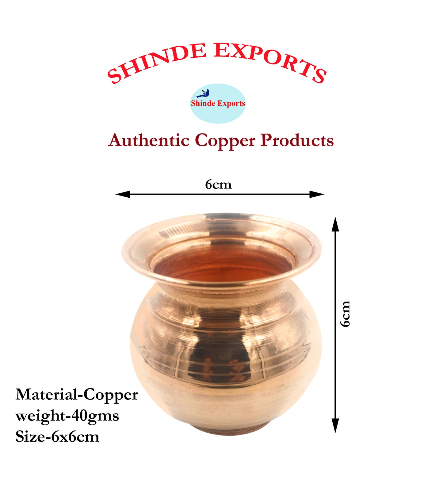 SHINDE EXPORTS Small Size Copper tamba lota Kalash for puja Drinking Water Pooja