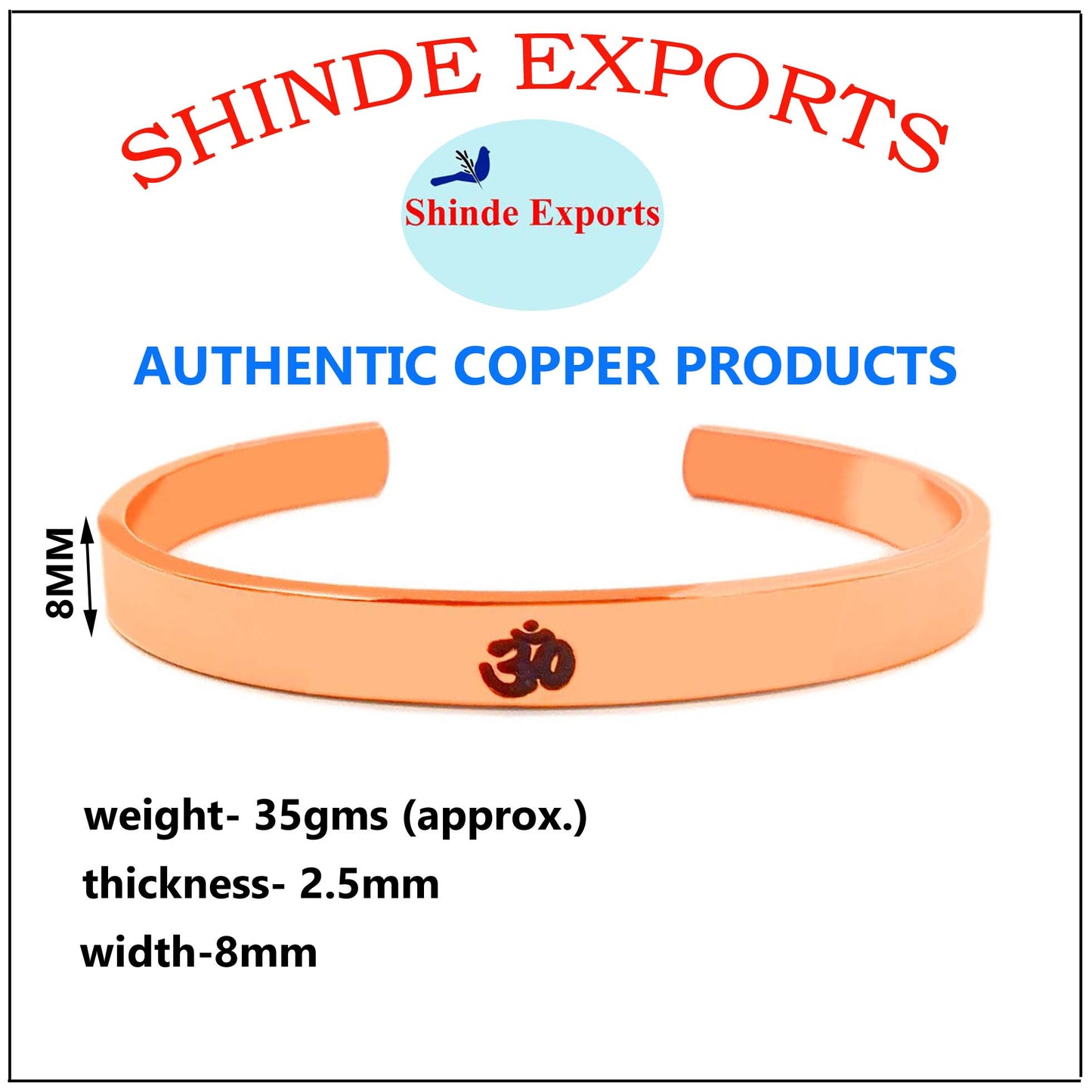 SHINDE EXPORTS pure copper kada for men bracelet for men pure jay shri ram bracelet and Om coper braceletr