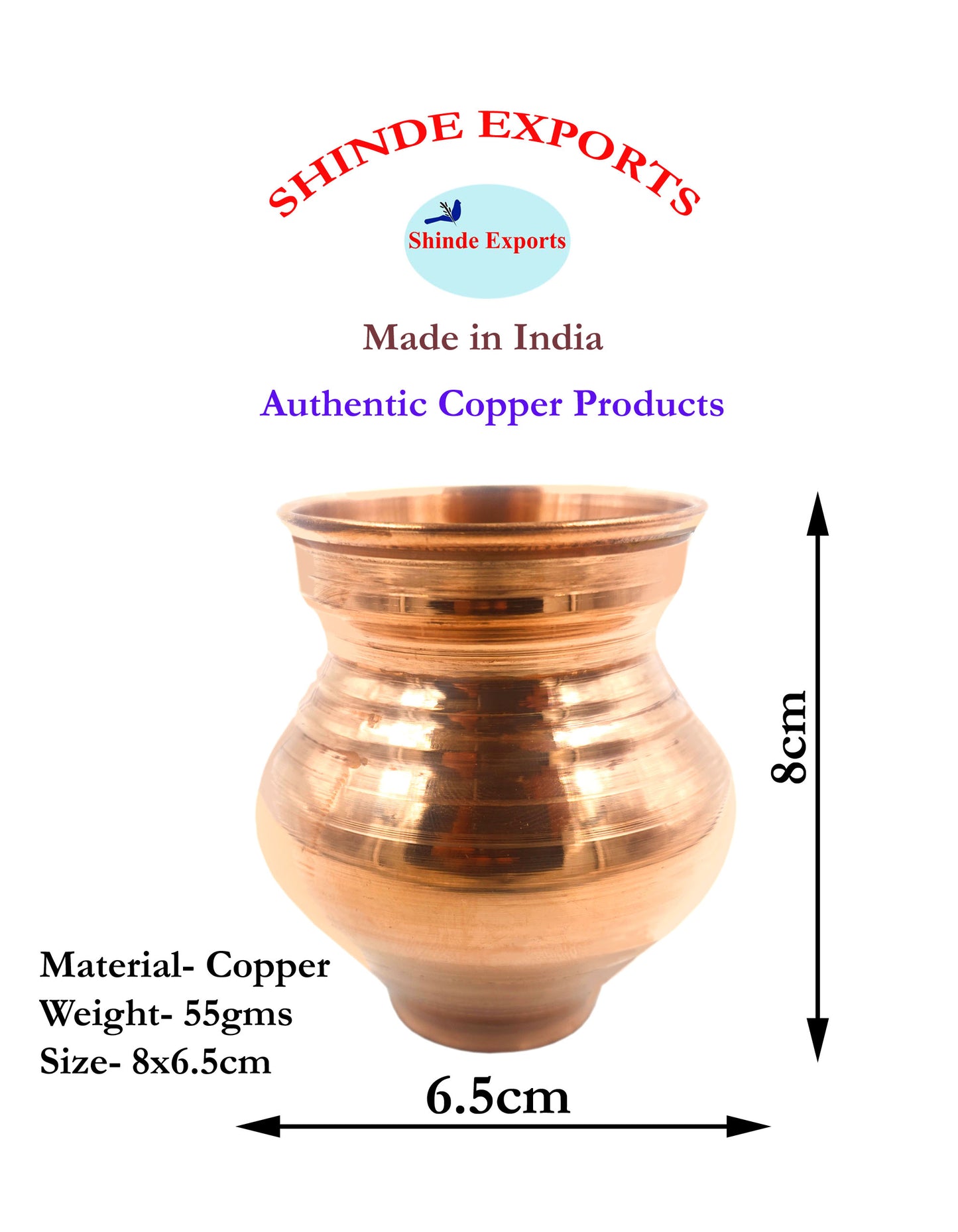 SHINDE EXPORTS Small Size Copper tamba lota Kalash for puja Drinking Water Pooja