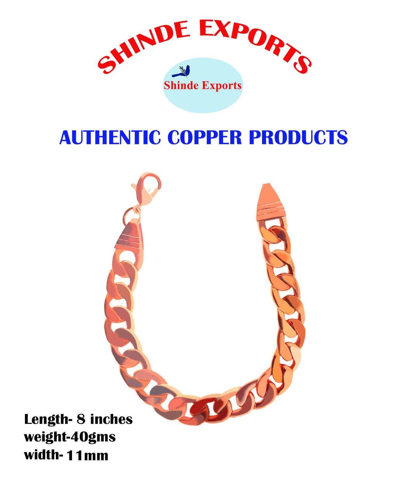 SHINDE EXPORTS Pure Copper Link Chain  Bracelet for Men