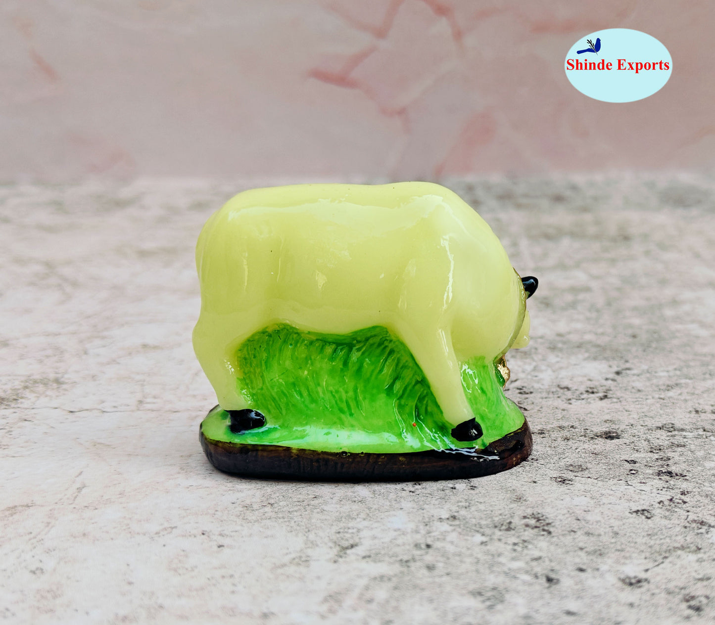 SHINDE EXPORTS cow with calf kamdhenu marble idol white statue for vastu pooja home décor