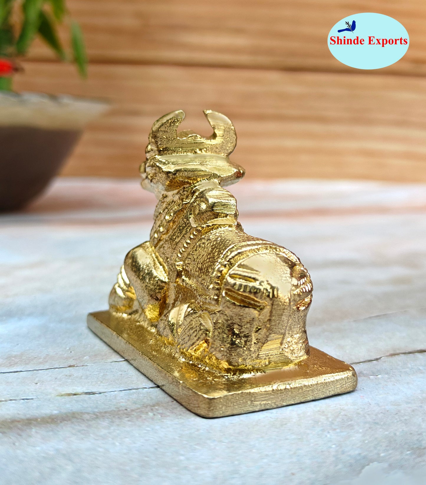 SHINDE EXPORTS Small Brass Nandi Idol Statue vastu Bull murti for Pooja at mandir Home