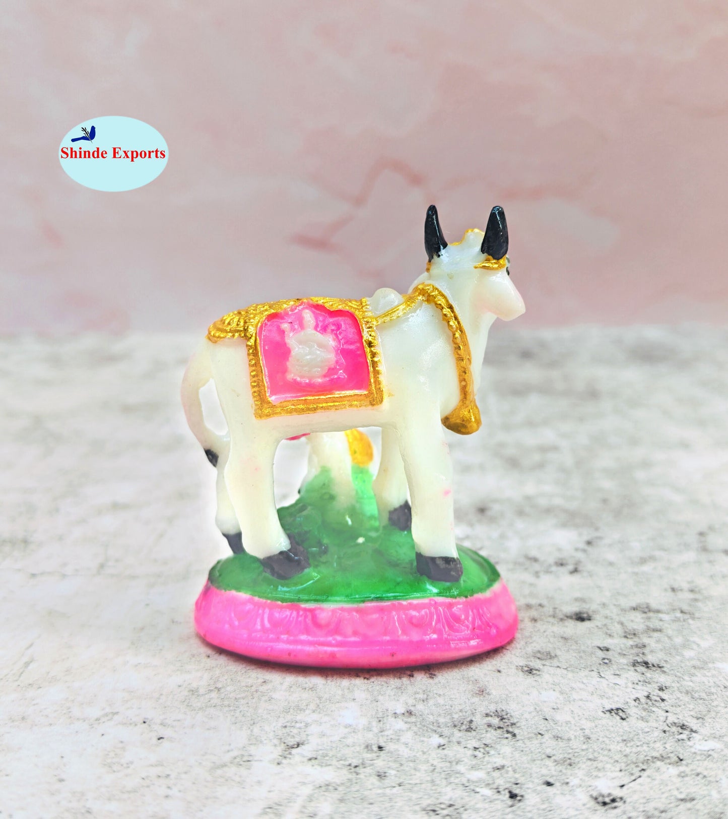 SHINDE EXPORTS cow with calf kamdhenu marble idol white statue for vastu pooja home décor
