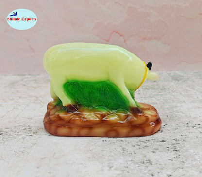 SHINDE EXPORTS cow with calf kamdhenu marble idol white statue for vastu pooja home décor