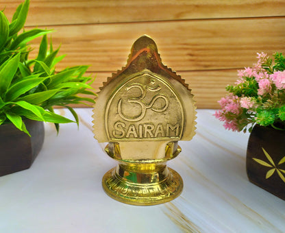 SHINDE EXPORTS Shirdi Saibaba Figure Golden Brass Diya for puja for Home Decor