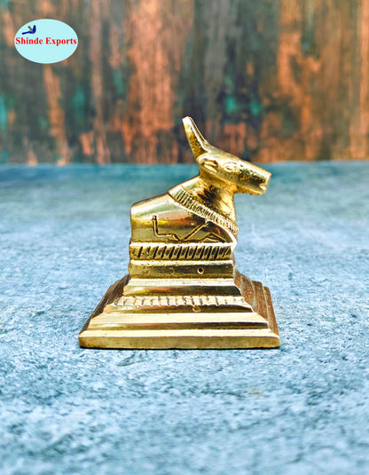 SHINDE EXPORTS Small Brass Nandi Idol Statue vastu Bull murti for Pooja at mandir Home
