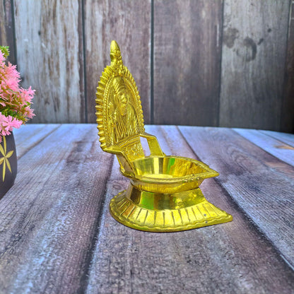 SHINDE EXPORTS Shirdi Saibaba Figure Golden Brass Diya for puja for Home Decor