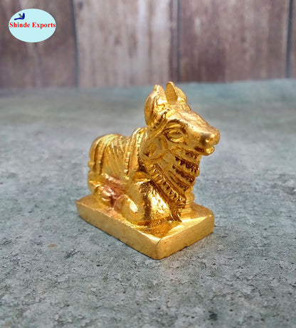 SHINDE EXPORTS Small Brass Nandi Idol Statue vastu Bull murti for Pooja at mandir Home