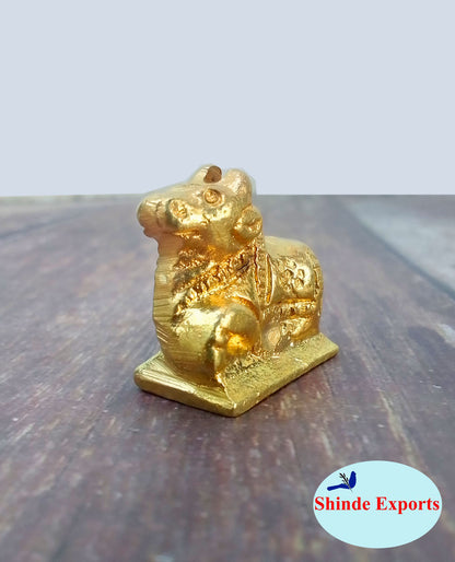 SHINDE EXPORTS Small Brass Nandi Idol Statue vastu Bull murti for Pooja at mandir Home