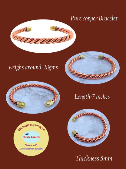 SHINDE EXPORTS pure copper kada bracelet for men women original light weight