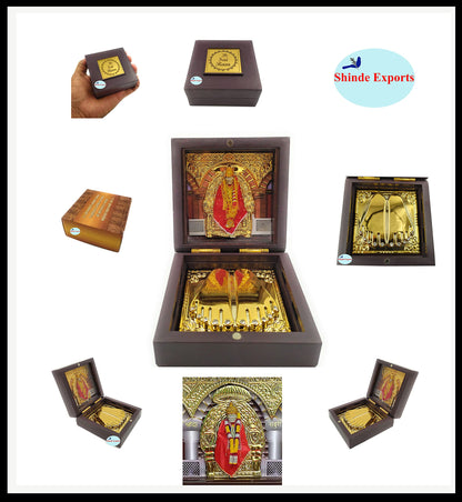 SHINDE EXPORTS Shirdi Sai Baba Decorative Photo Frame box with Charan Paduka for God Pooja and Gift.