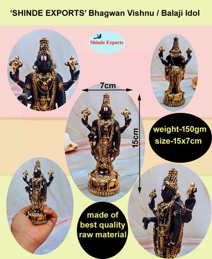 SHINDE EXPORTS Govinda Idol for car Dashboard/Balaji murti for car/tirupati Balaji murti/Balaji Statue for Pooja Room