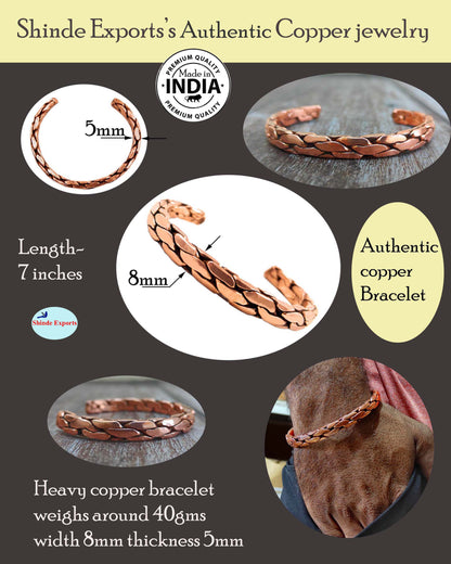 SHINDE EXPORTS heavy pure original copper tamba kada bracelet for men and women health boys