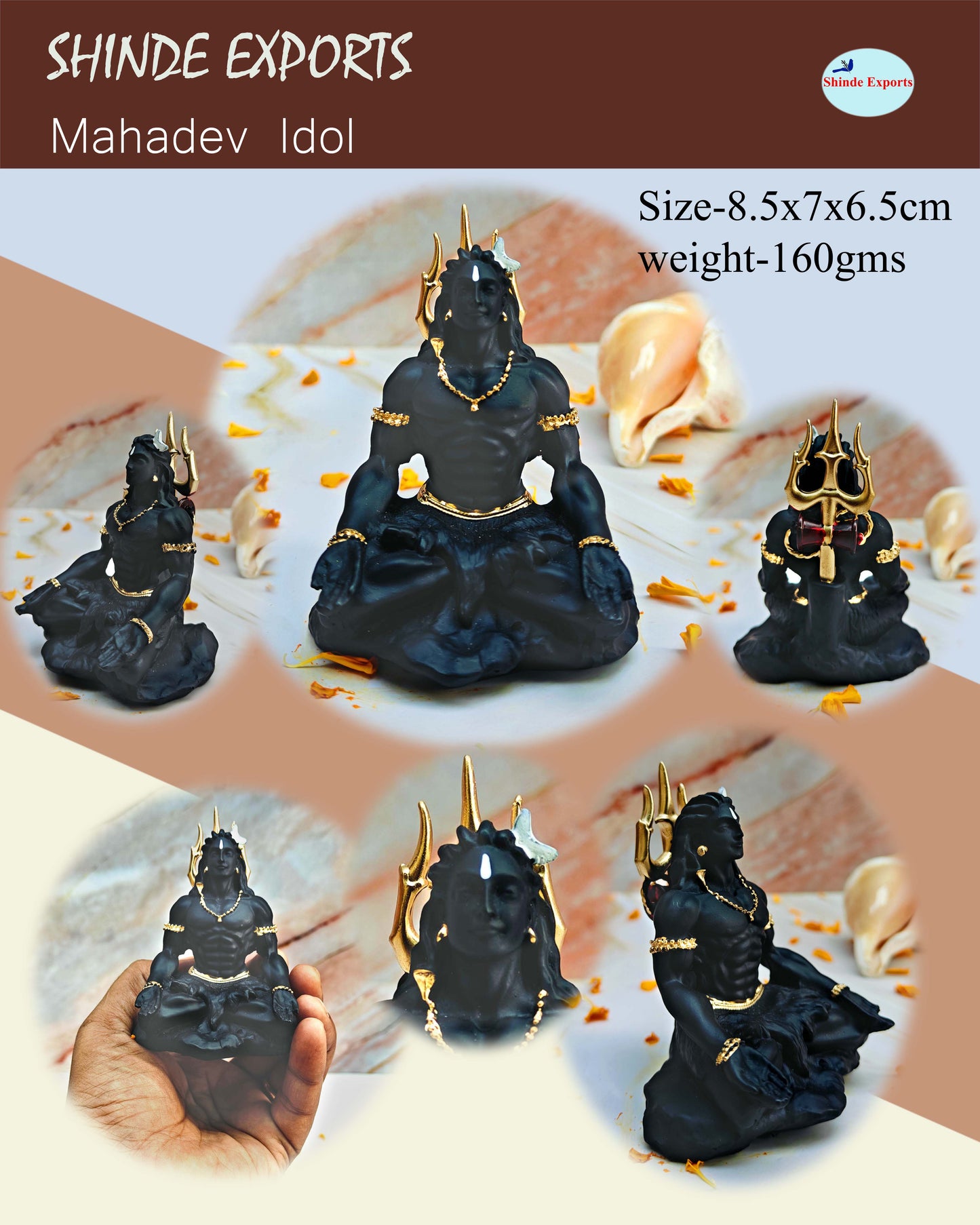 SHINDE EXPORTS Shiva Bholenath mahadev shankar bhagwan ki Marble murti for car Dashboard Home Pooja