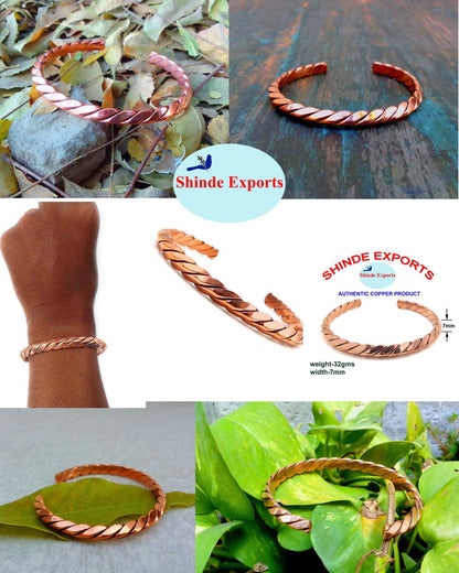 SHINDE EXPORTS Pure Copper Adjustable Kada Bracelet for Men & Women| Magnetic Copper Healing Hand Cuff/Bangle Kada for Unisex Adult