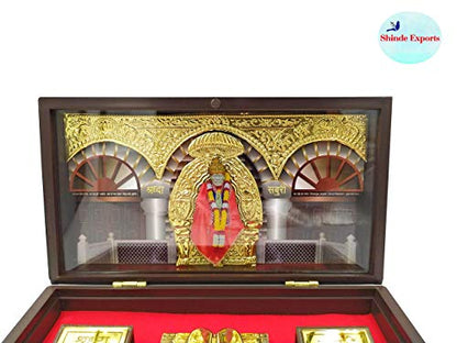 SHINDE EXPORTS Shirdi Sai Baba Decorative Photo Frame box with Charan Paduka for God Pooja and Gift.
